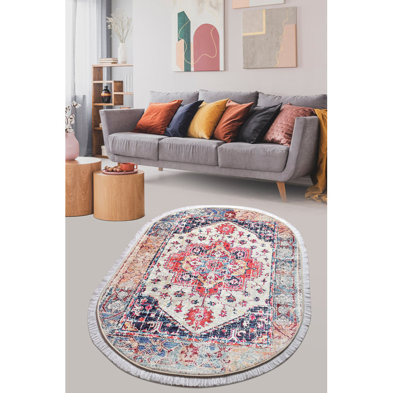 Antibacterial Non-Slip Area Rug, 2.6 x 4.6 ft, 100% Polyester, 0.4 in Pile Height | Machine Washable, Dot Underside, Durable & Easy to Clean | Perfect for Living Room, Bedroom & Playroom, Soft & Stylish Design
