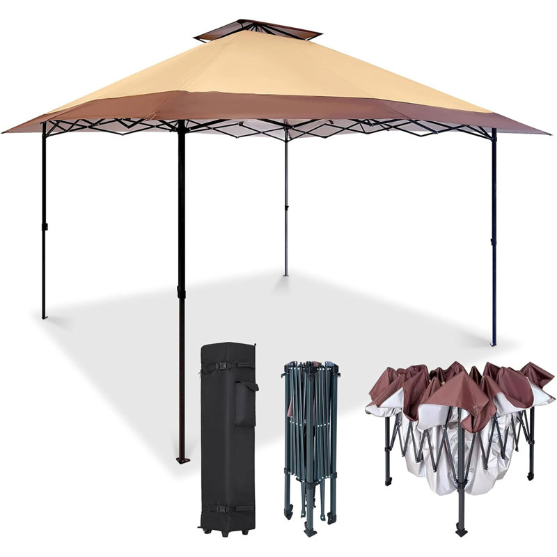 Suntime 13 x 13 Ft Instant Pop Up Canopy Portable Commercial Gazebo Tent, Khaki