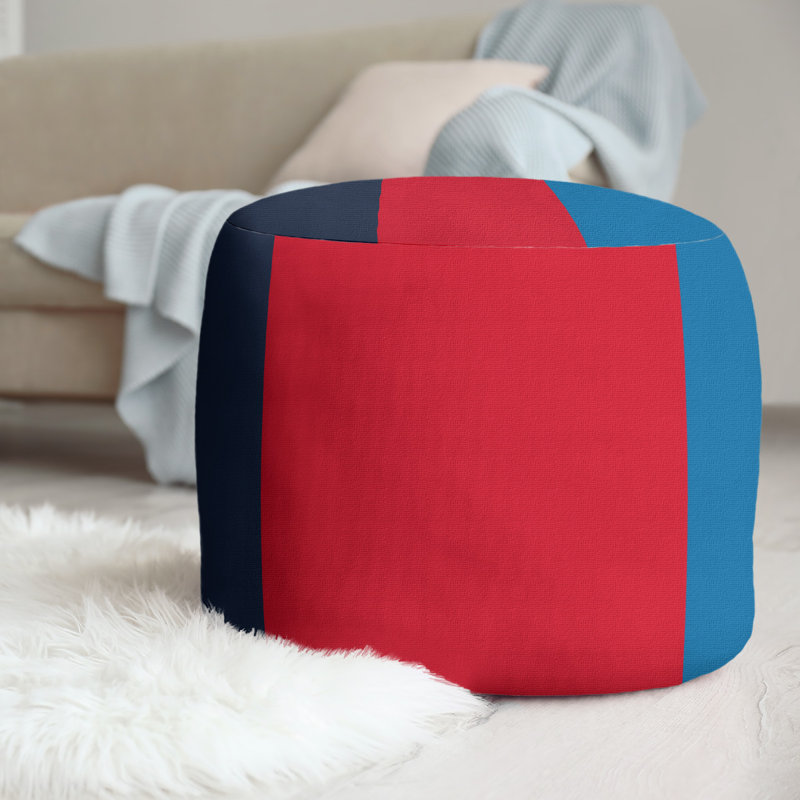 Repose-pieds cubique rond à rayures 20,5", Bleu marine / rouge / bleu poudre