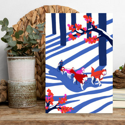 Contemporary Art Abstract Contemporary Dog Forest Landscape Wall Art by Julie Lesouef - Wrapped Canvas Print