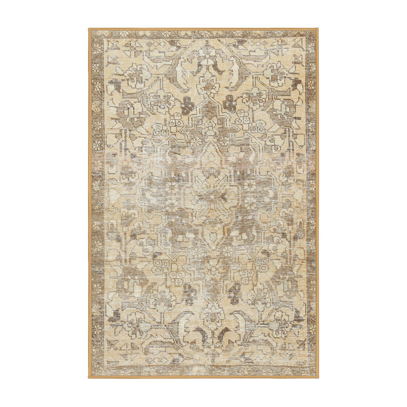 Tapis traditionnel crème / gris, Rectangle 5 pi x 7 pi