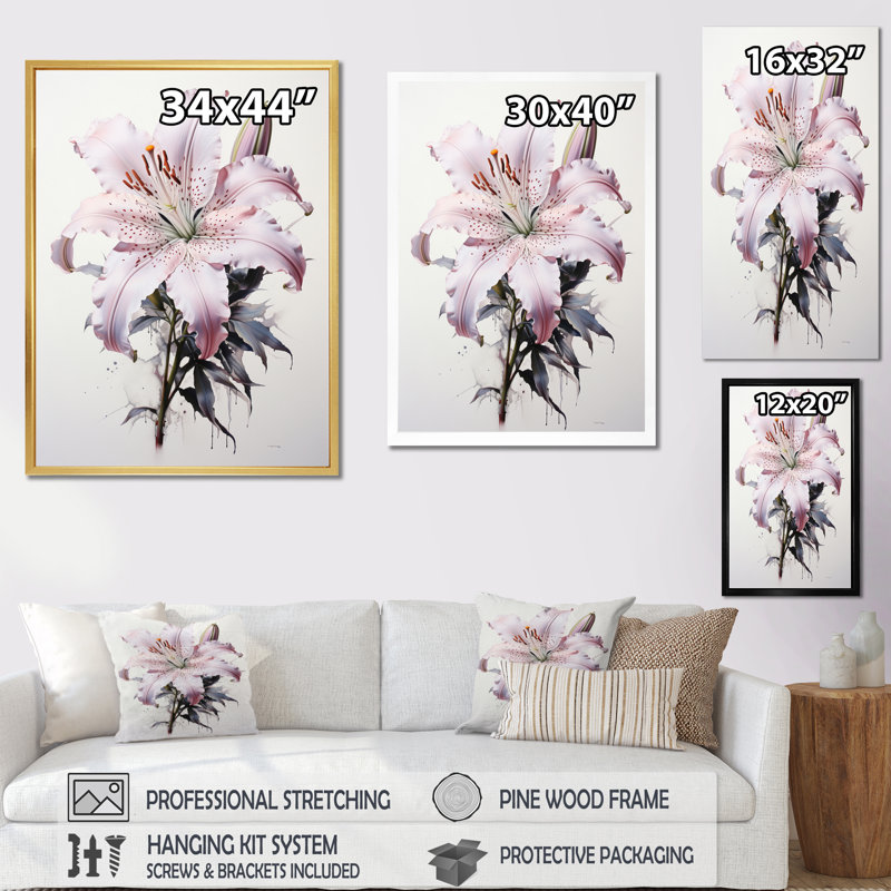 Hibiscus Glimmering Beauty I - art mural sur toile florale, H 20 po x l 12 po x P 1 po, Cadre naturel flottant