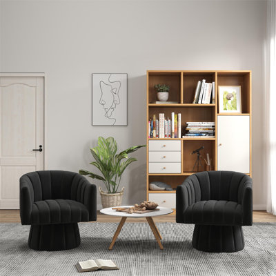 Izabell Velvet Swivel Barrel Chair