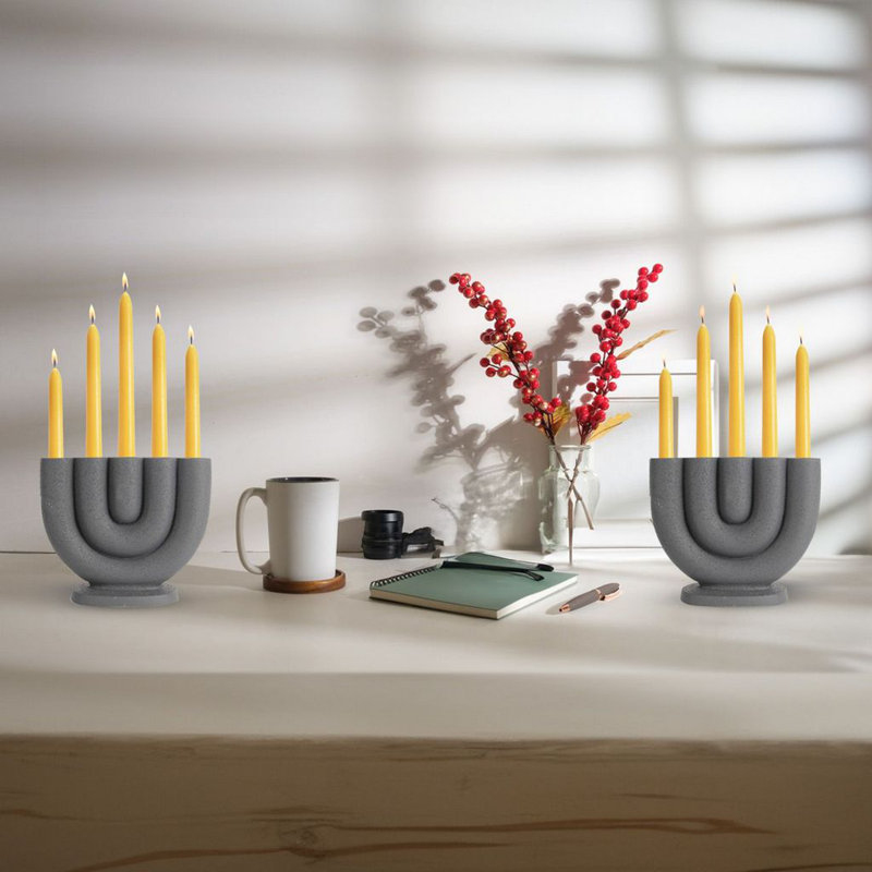 6'' H Ceramic Tabletop Candelabra, Black