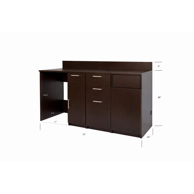  Armoire de rafraîchissement de bureau avec mini-réfrigérateur et poubelle - Station de café commerciale entièrement assemblée - l 72 po x P 24 po x H 36 po