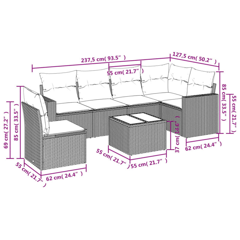 Ensemble de canapé de jardin Vidaxl