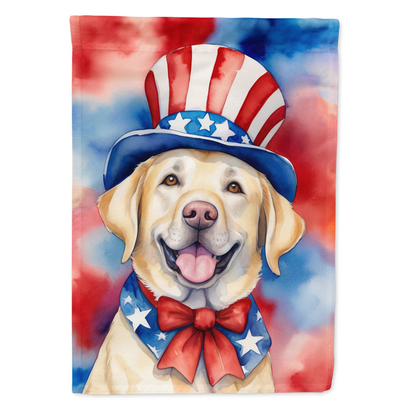 Drapeau patriotique du jardin américain, Labrador retriever brun / bleu