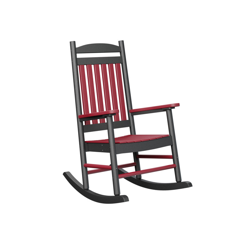 Casual Back Outdoor Rocker Chair, Scarlet Red Top/Black Base