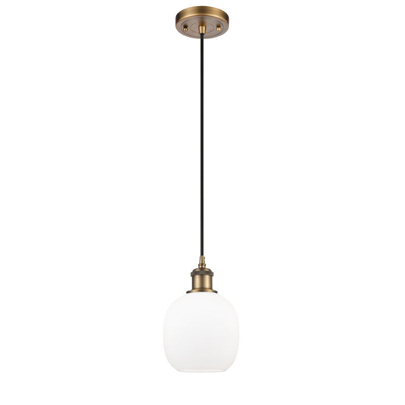 Carlucci 1 - Light Single Pendant, Brushed Brass, Matte White