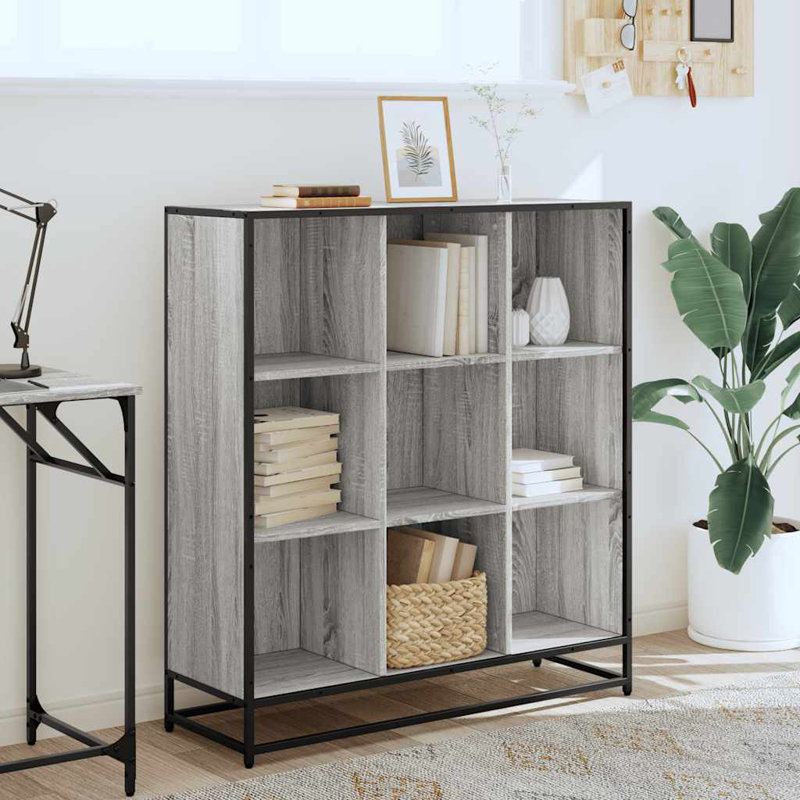 Alvon 107.5cm H Bookcase, (9 Shelves) 107.5cmH x 97.5cmW x 33cmD, Grey Sonoma
