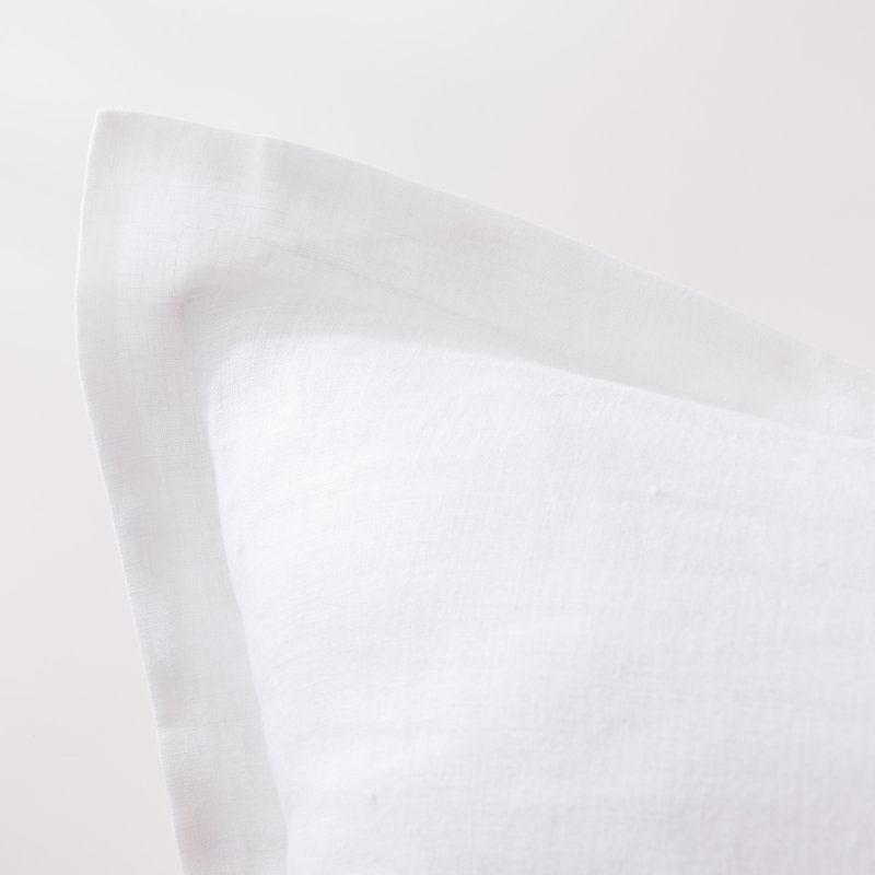  Stone Washed French Linen European Square Pillow Shams 26 x 26", White
