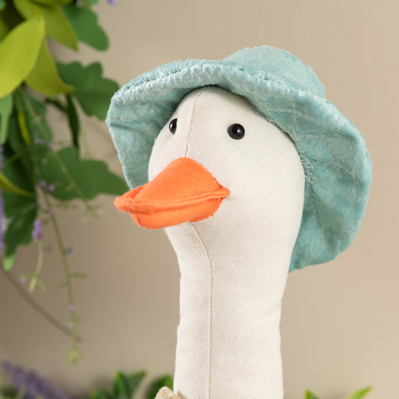 15.75"H Spring Fabric Boy Duck Figurine