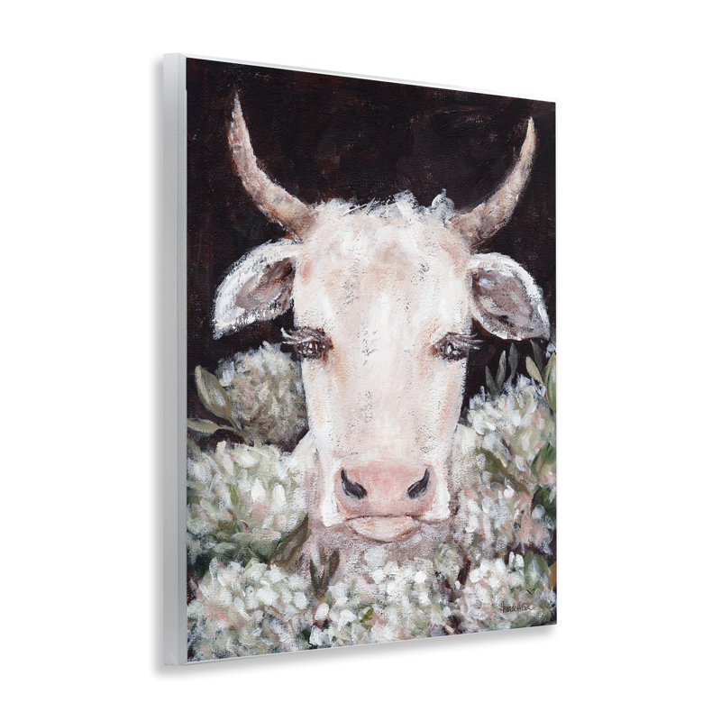 Plaque murale «Gentle Cow with Florals» par Amanda Hilburn