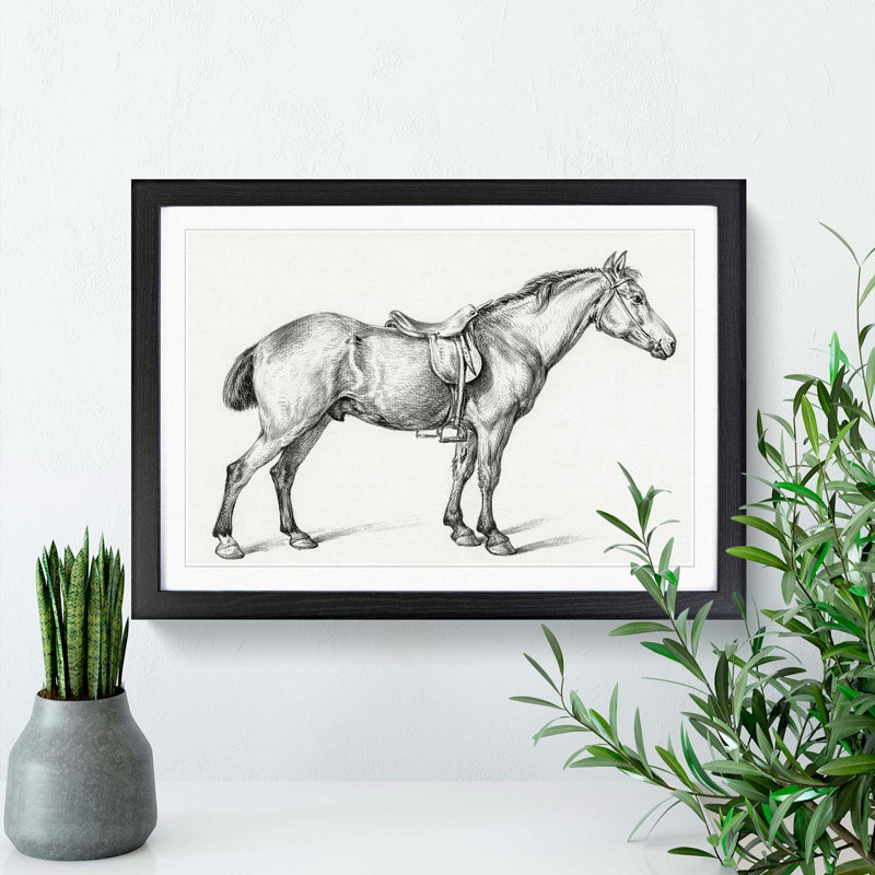Horse with a Saddle by Jean Bernard - Framed Print, Black Framed, 36cm H x 48cm W x 2cm D