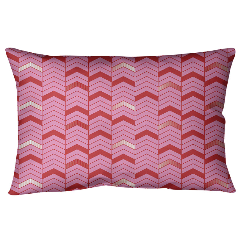 Coussin lombaire à chevrons, Rouge / rose