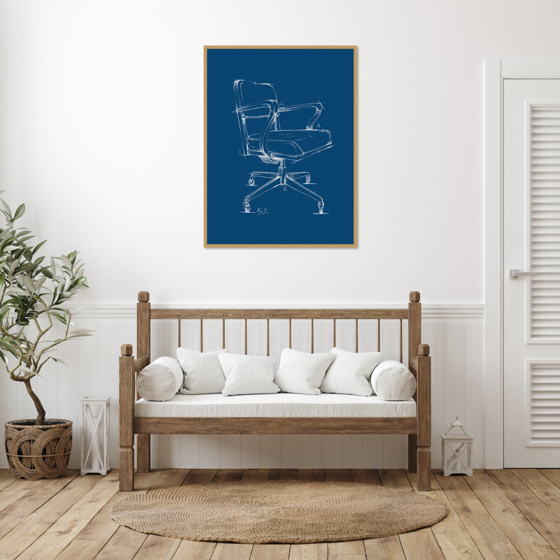 «Office Chair Blueprint I» par Ethan Harper, reproduction d'art sur toile encadrée, H 42 po x l 32 po