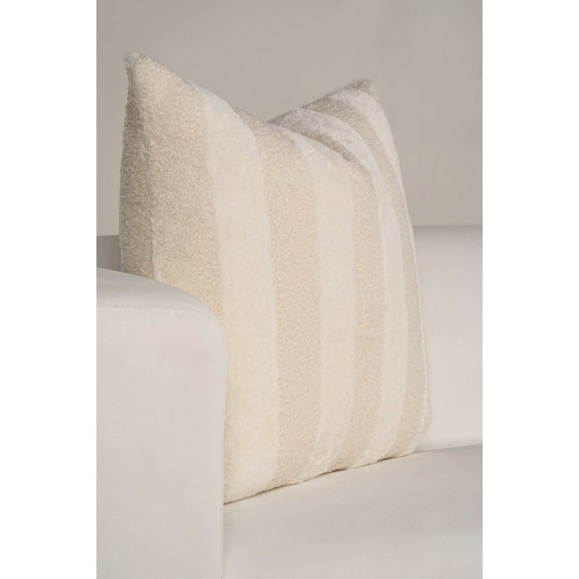 Prudence Cream 20" x 20" Throw Pillow, Brown Striped, Square 20", Feather
