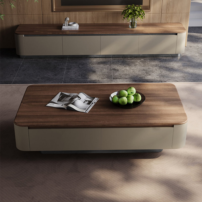 Light luxury rectangular solid wood coffee table, 15.7" H x 55.1" L x 27.6" W 