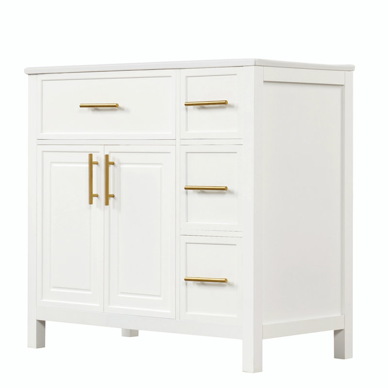 Meuble-lavabo simple 36 po avec comptoir en céramique Ashlly