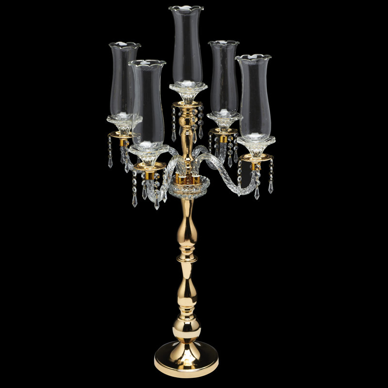 39.25'' H Glass Floor Candelabra, Gold