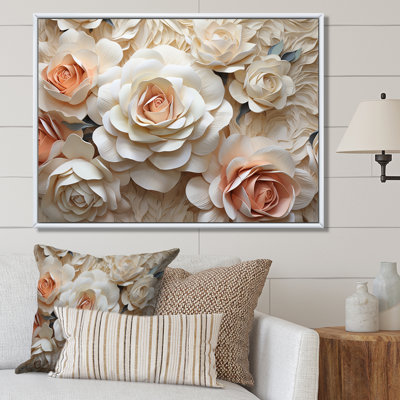 «Minimalisme Beige Roses Passion» - art mural sur toile Roses