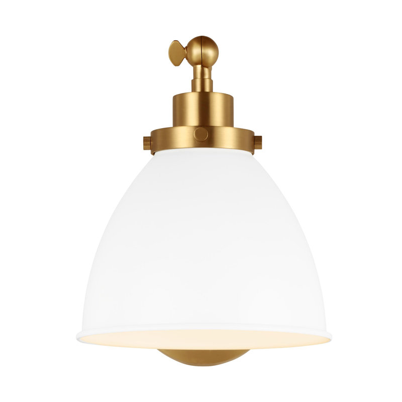 Wellfleet 1 - Light Armed Sconce, Burnished Brass, Matte White