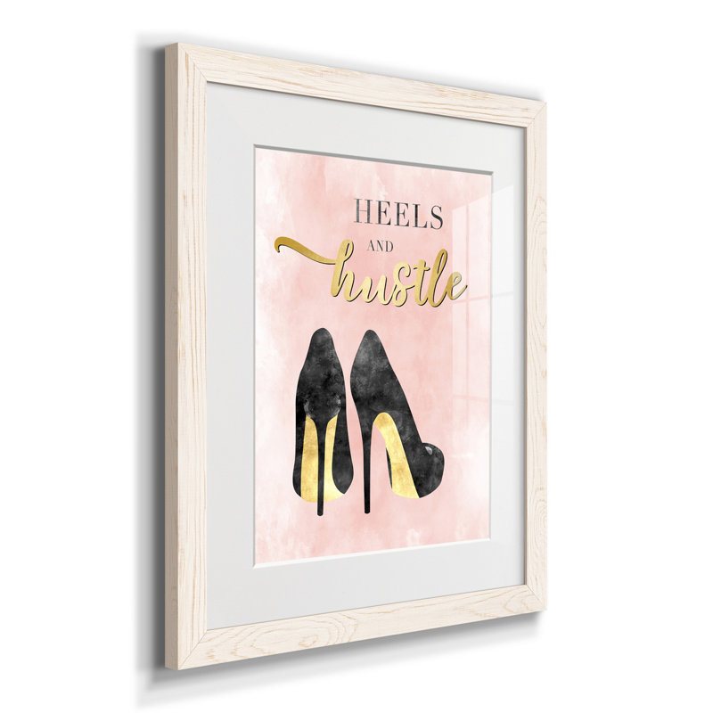 Heels and Hustle - Cadre photo, impression d'art textuel sur papier, H 20 po x l 17 po x P 1 po, Blanc