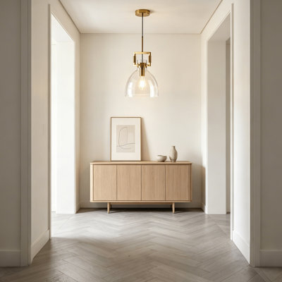 Luminaire suspendu moderne en laiton brossé avec dôme en verre transparent Modern