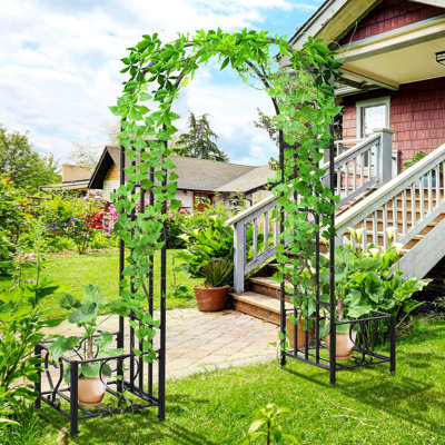 Arche de jardin en acier avec cœurs, gris foncé, pour jardin, pelouse, jardin, 6,7 pi - plantes grimpantes grises, plantes de H 81,1 po