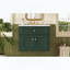Meuble-lavabo mural avec lavabo en céramique, deux portes à fermeture amortie, tiroir basculant et dos ouvert, vert-1702731337