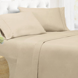  Cathay Home Luxury Soft Microfiber Sheet Set with Embroidered  Pillow Cases, King, Camel : Home & Kitchen