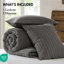 Édredon très grand / très grand, 3 pièces, côtés gaufrés en coton 100% respirant et gaufré, aspect usé classique, tissu, rembourrage, coton chauffant toute l'année, look et sensation rétro, confort-120649227-120649229
