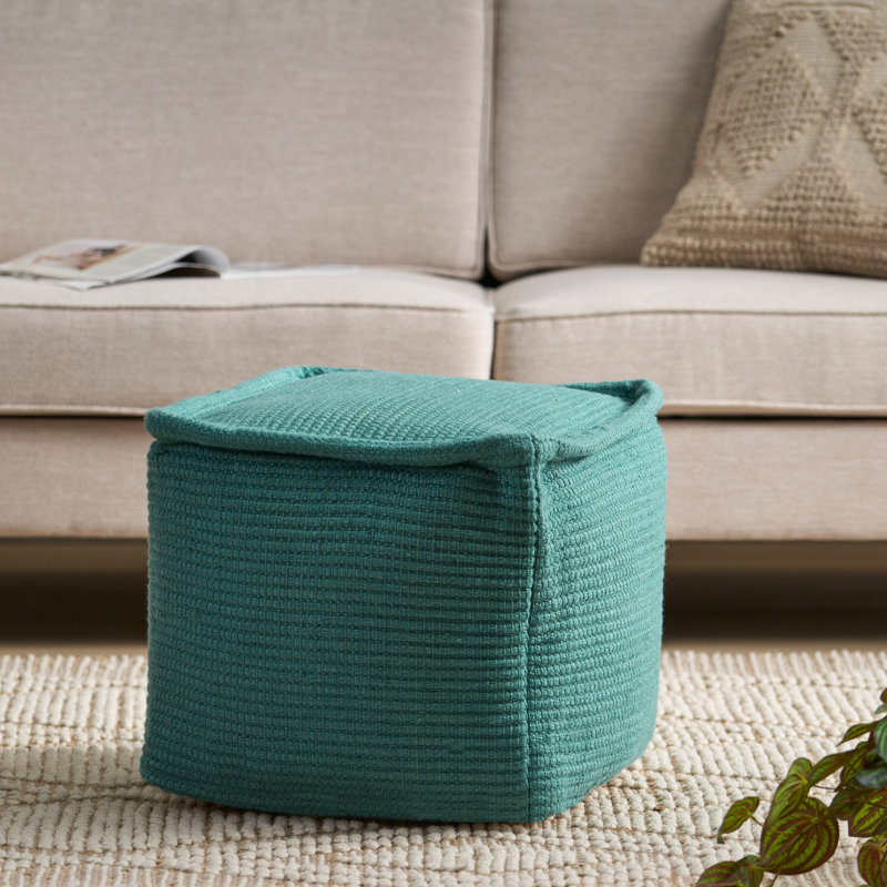 Pouf carré Enrico, Bleu sarcelle
