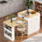 Fluted Kitchen Island With Extendable Dining Table, Power Outlet,  Double-side Storage, 2 Drawers And 2 Side Open Shelves-2145709451