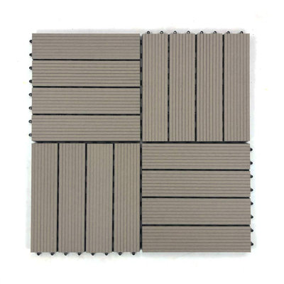 36'' L x 36'' W Manufactured Wood Interlocking Deck Tile in Gray