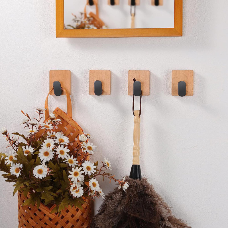 Crochet mural pour serviette, Brun clair/noir