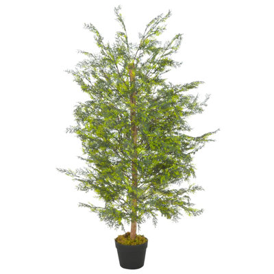 Faux Cypress Tree in Wood Pot