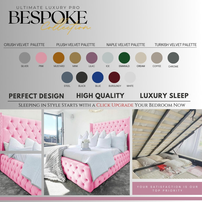 Ericka Chesterfield Ottoman Storage Bed - Deep Button-Tufted Velvet Upholstered Bed Frame, Single (3'), Pink