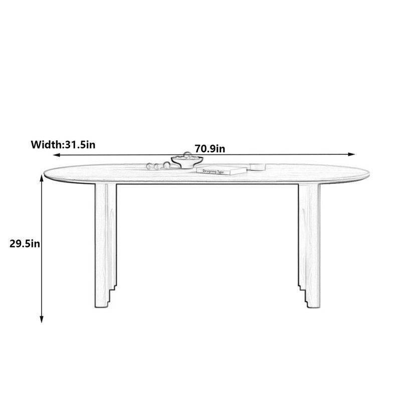Table de salle à manger French French, H 29,5 po x L 70,9 po x l 31,5 po