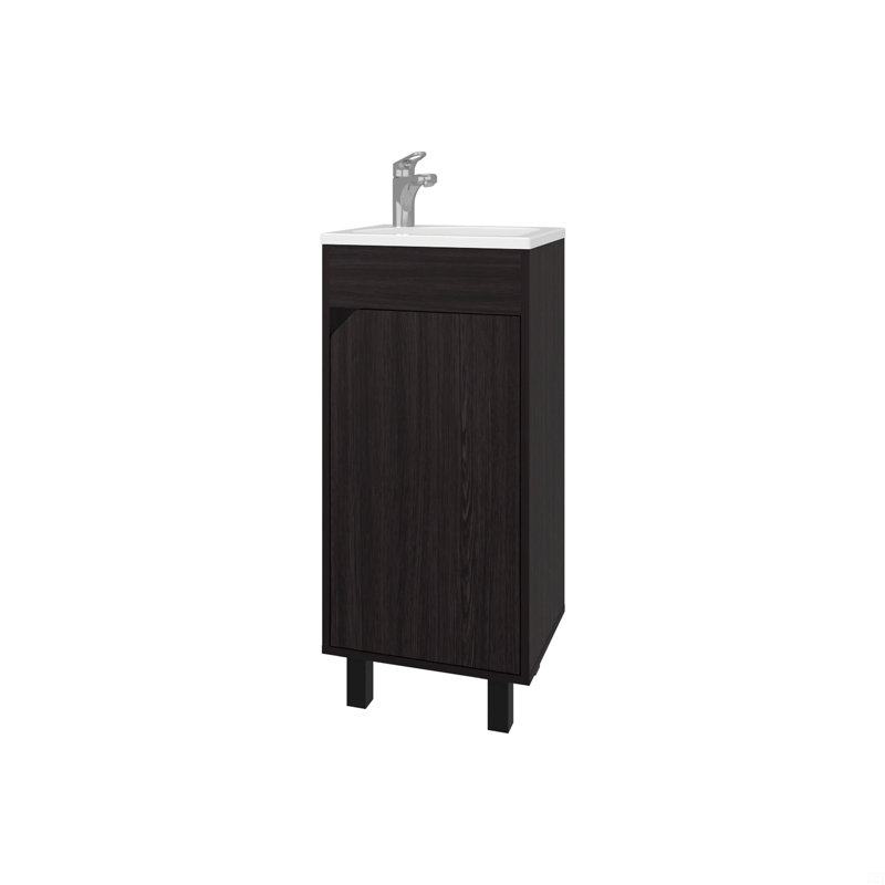 Meuble-lavabo de salle de bain avec lavabo intégré, Brun