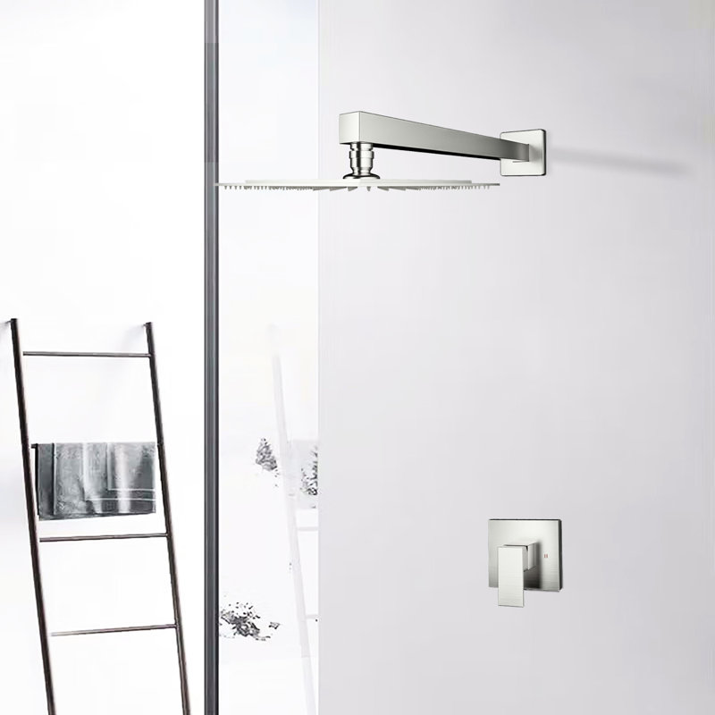 Robinet de douche mural en nickel brossé scintillant - laiton, valve incluse avec apparence