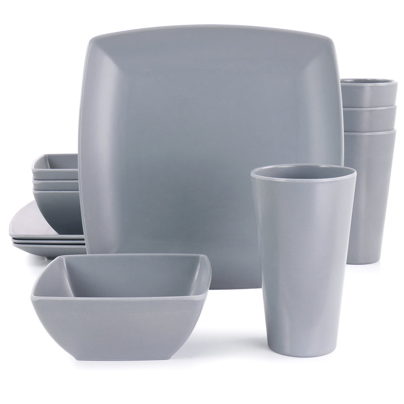 12 Piece Melamine Dinnerware Set - Service for 4