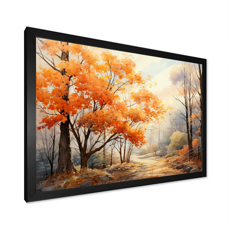 «Yellow Maple Tree Golden Canopy I», reproduction sur toile, H 16 po x l 32 po x P 1 po, Cadre photo noir