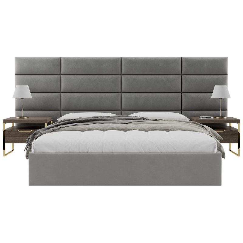 Sapan Upholstered Headboard, King, Velvet Micro Fiber Smoke Gray