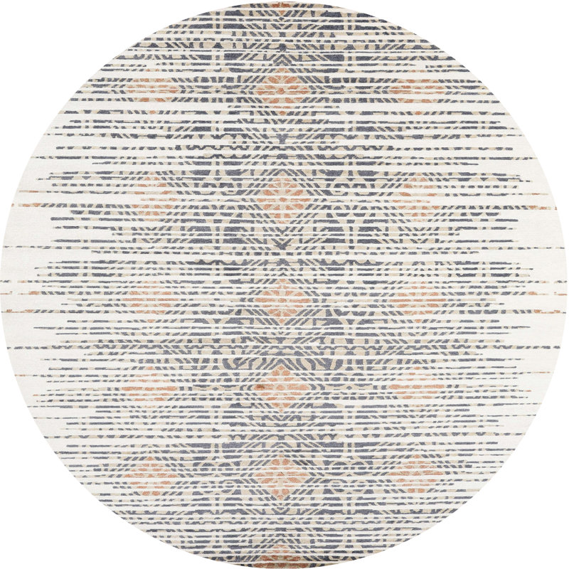 Tapis gris/brun/beige contemporain, Rond 4 pi