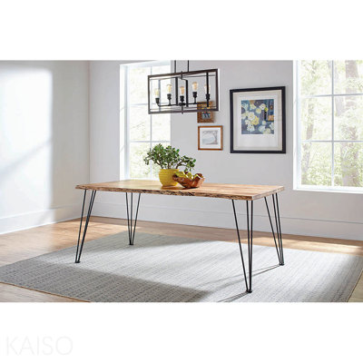 Table de salle à manger en acacia naturel avec bord vivant