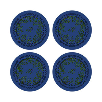 Christmas Berries Red White Vegan Leather Round Coasters
