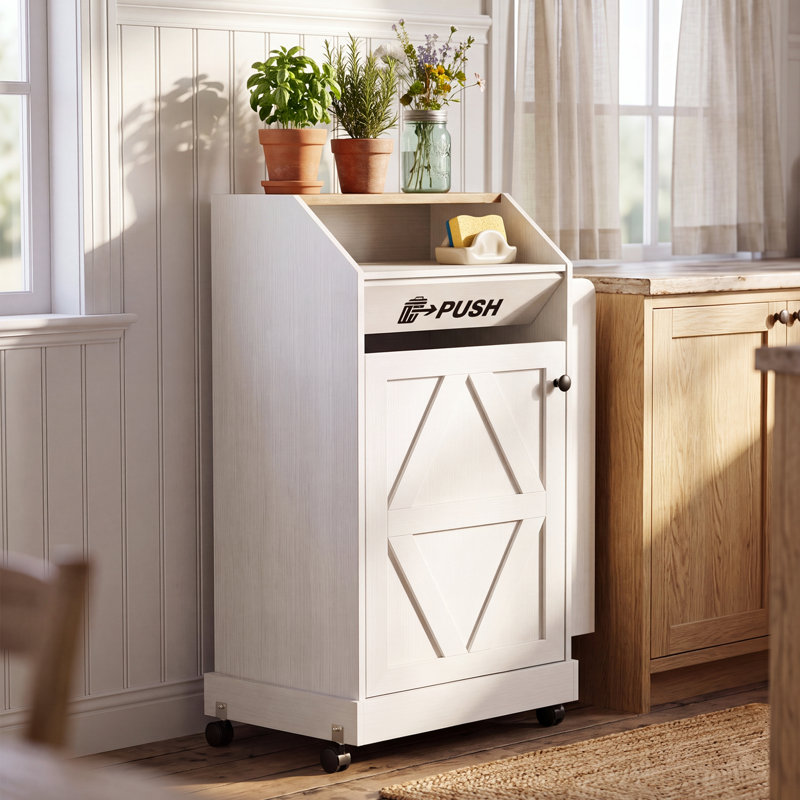 Chariot pour îlot de cuisine roulant, armoire de rangement mobile avec armoire à poubelle cachée, support à épices et roues verrouillables pour la cuisine, la salle à manger et le salon