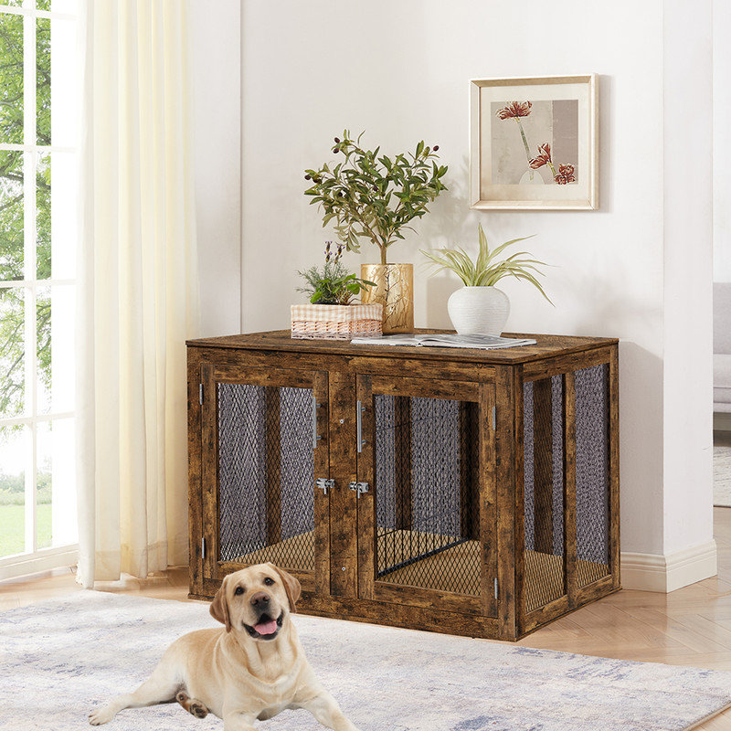 Caisse pour animaux Alliyana, Très petit (H 20,5 po x l 23,5 po x P 18 po), Brun rustique