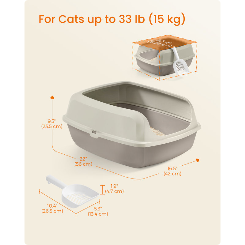 Polypropylene Litter Box, 23.5cm H x 42cm W x 56cm D, White
